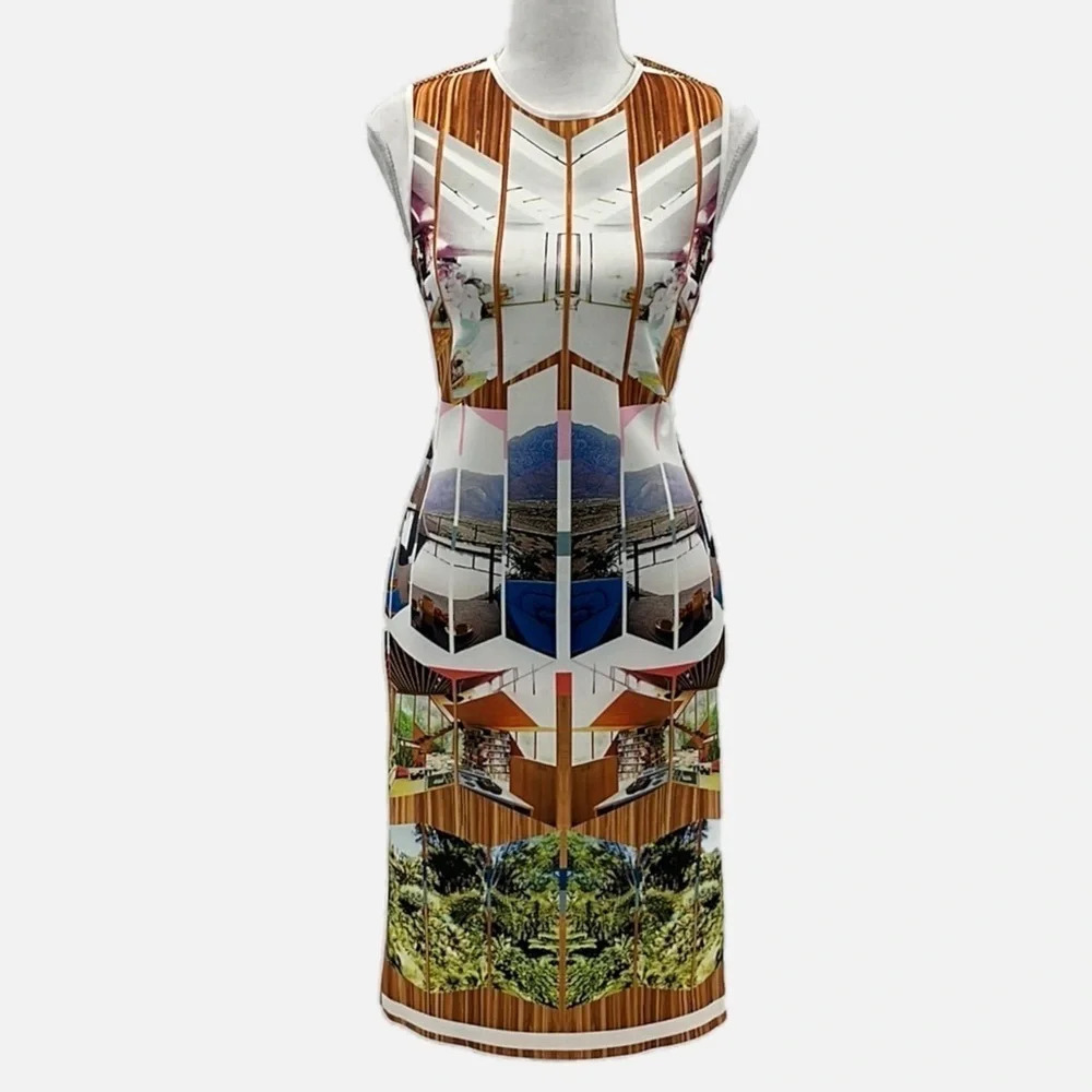 Clover Canyon Sleeveless Neoprene Sheath Dress in Room With A View - NWOT -Small